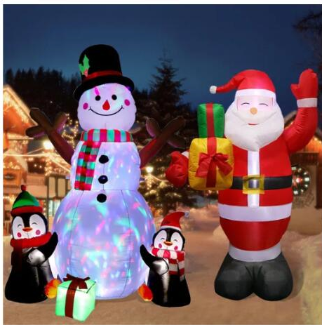 Nafukovací Snehuliak vianočná dekorácia s LED osvetlením 155 cm